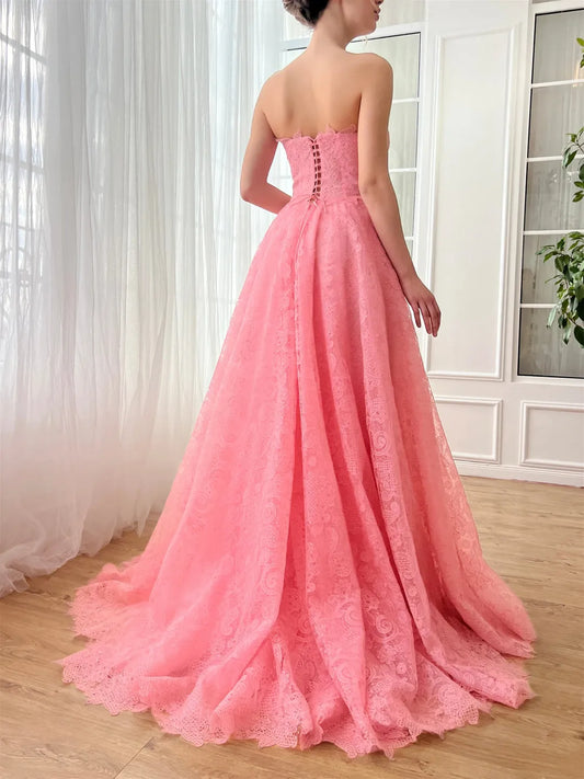 Elegant Red A-Line Sweetheart Classic-Sleeve Classic-Back Floor-Length Prom Dress