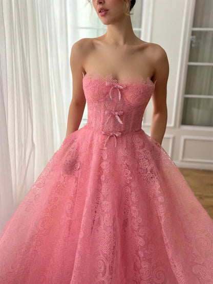 Elegant Red A-Line Sweetheart Classic-Sleeve Classic-Back Floor-Length Prom Dress