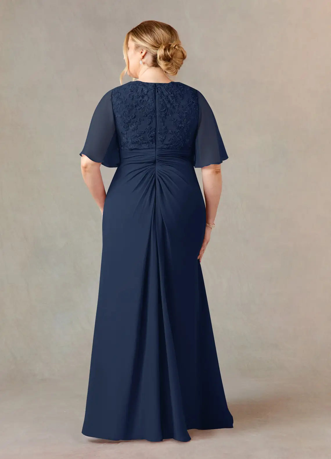 Beautiful Elegant Chiffon A-Line V-Neck Pleated Floor-Length Mother of the Bride Dress