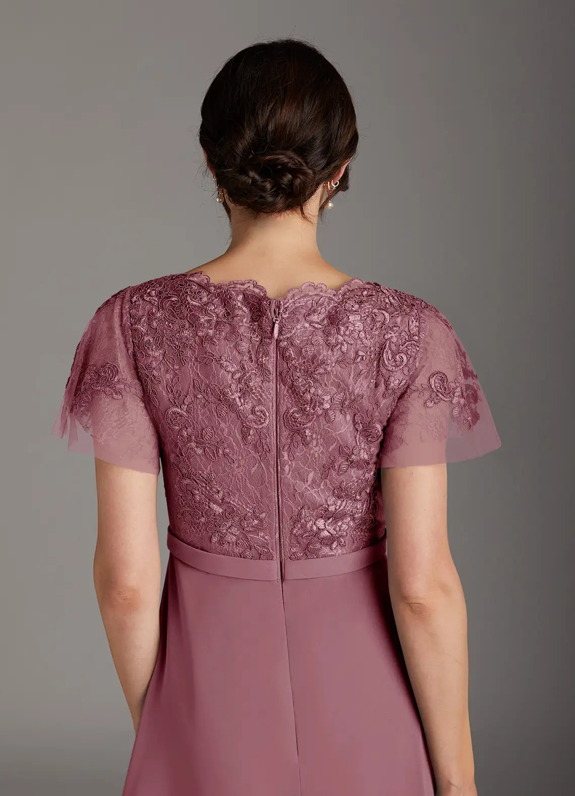 Sophisticated Elegant Mauve Chiffon A-Line V-Neck Floor-Length Mother of the Bride Dress