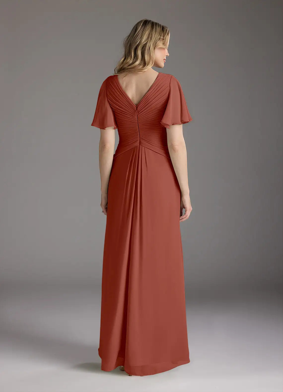 Refined Beautiful Timeless Special Occasion Elegant Chiffon A-Line V-Neck Ruffle Evening Dress