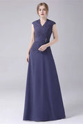V-neck Floor Length Sleeveless Vintage mother's dress