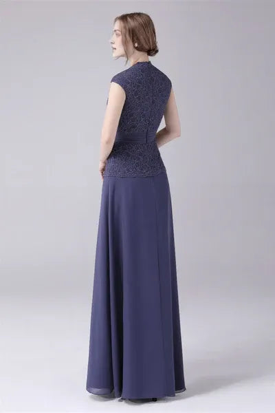 V-neck Floor Length Sleeveless Vintage mother's dress
