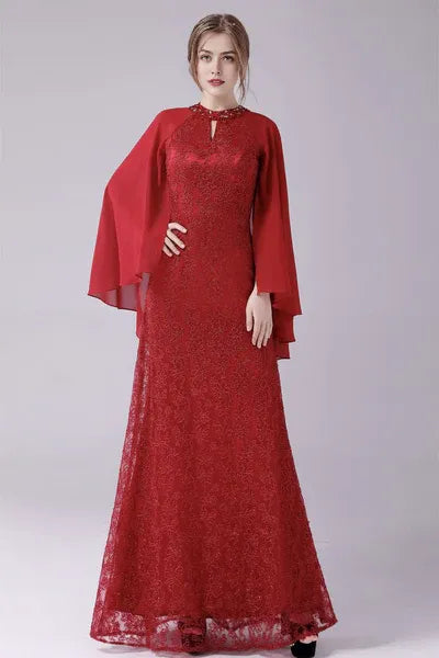 ankle-length high collar mother's dress