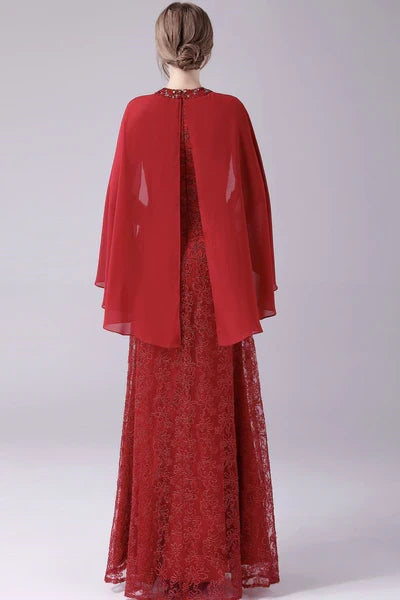 ankle-length high collar mother's dress
