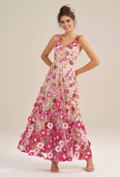 Refined Beautiful Timeless Elegant Red Tulle A-Line V-Neck Sleeveless Long Prom Dress