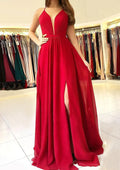 A-line/Princess Scalloped Neck Sleeveless Long/Floor-Length Prom Dress With Split