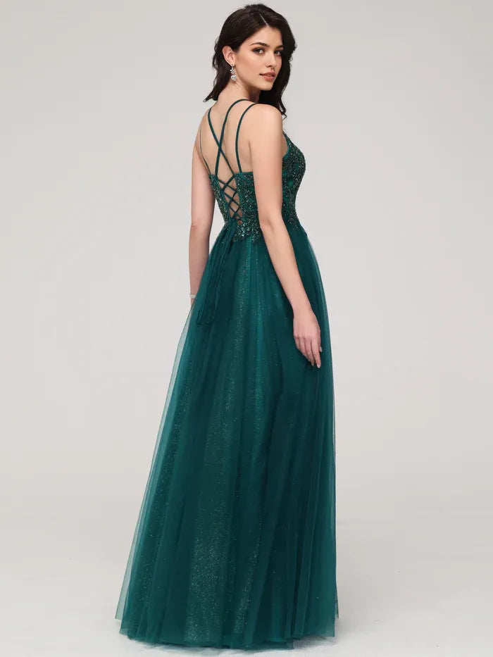 Spaghetti Straps Long Prom Dress