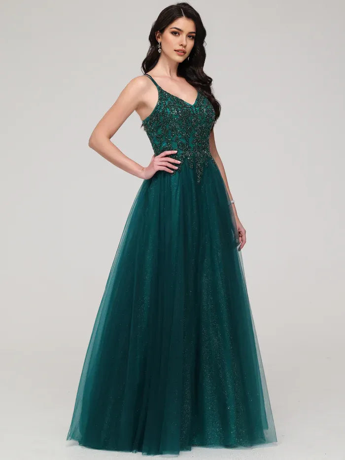 Spaghetti Straps Long Prom Dress