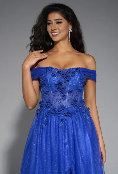 Beautiful Timeless Chic Elegant Royal Blue Tulle A-Line Sweetheart Sleeveless Prom Dress