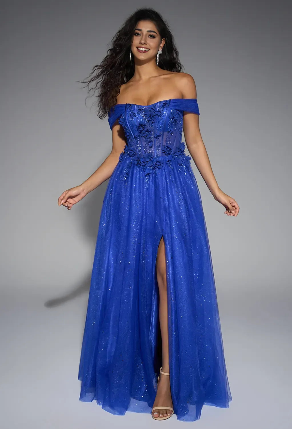 Beautiful Timeless Chic Elegant Royal Blue Tulle A-Line Sweetheart Sleeveless Prom Dress