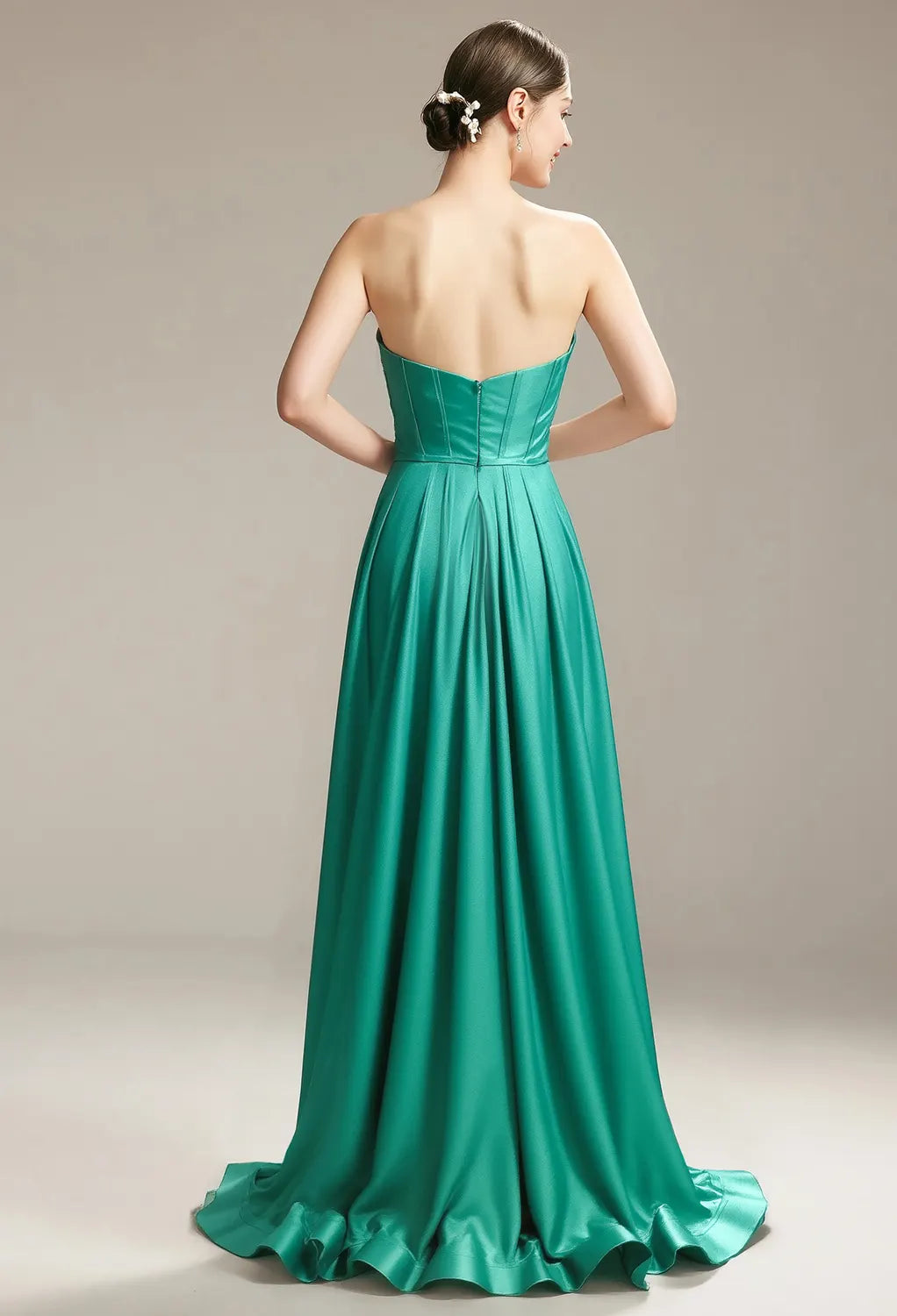 Special Occasion Sophisticated Graceful Stylish Elegant Satin A-Line Sweetheart Sleeveless Long Bridesmaid Dress