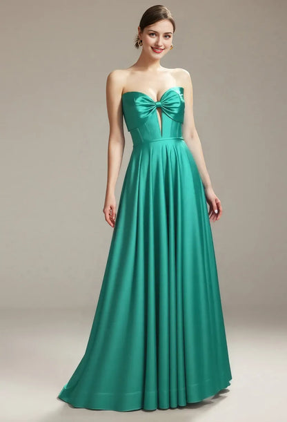 Special Occasion Sophisticated Graceful Stylish Elegant Satin A-Line Sweetheart Sleeveless Long Bridesmaid Dress