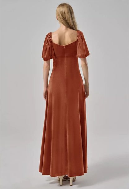 Timeless Special Occasion Elegant Velvet A-Line V-Neck Short Sleeve Short Prom Dress