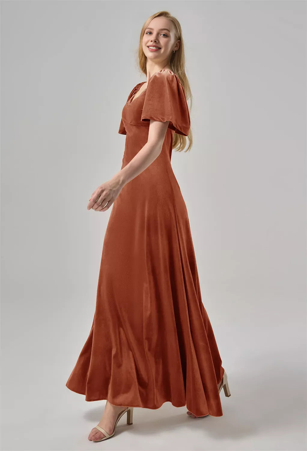 Timeless Special Occasion Elegant Velvet A-Line V-Neck Short Sleeve Short Prom Dress