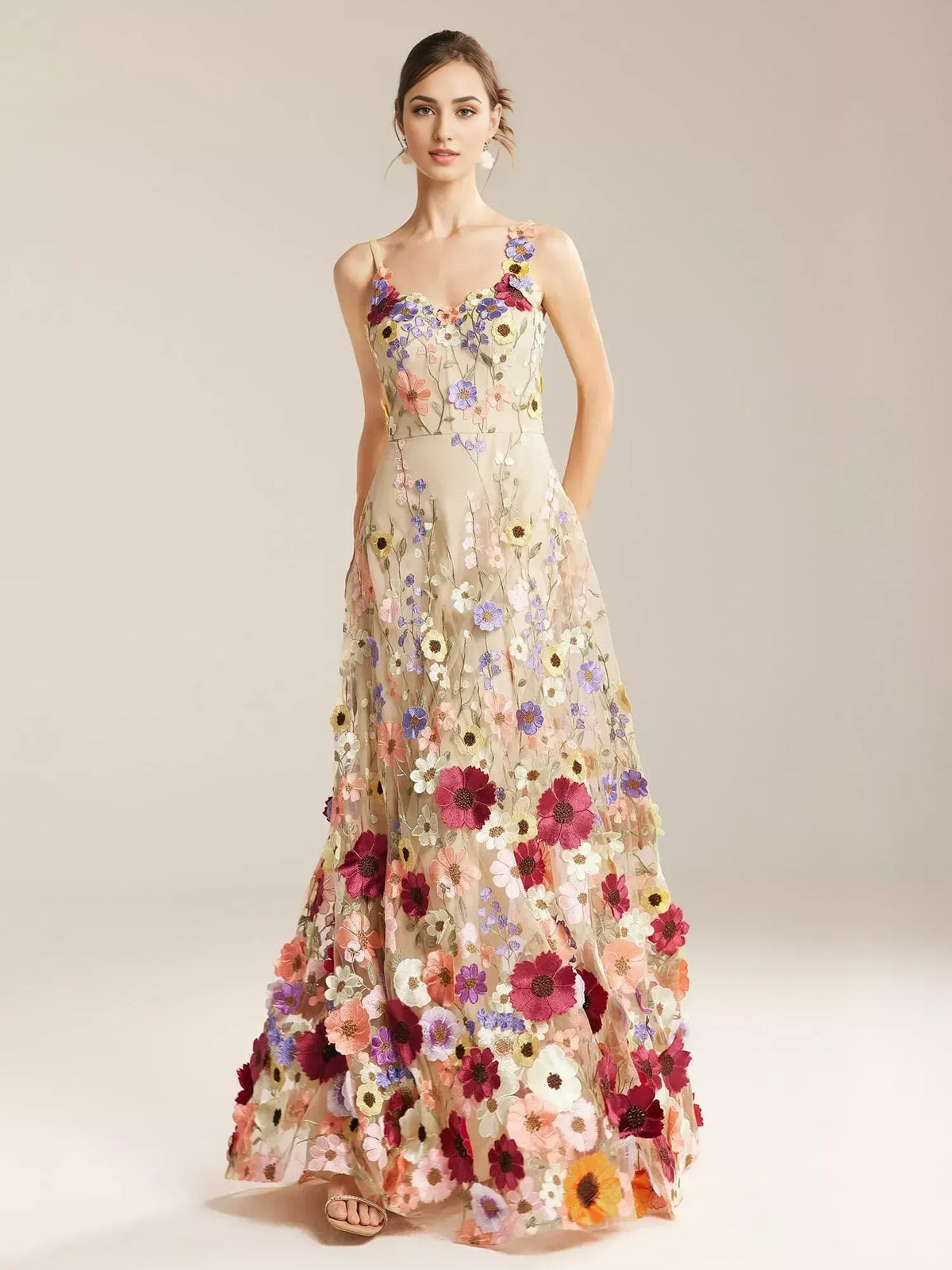 Refined Beautiful Timeless Elegant Red Tulle A-Line V-Neck Sleeveless Long Prom Dress
