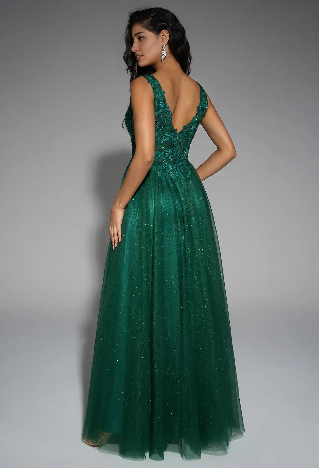 Beautiful Timeless Special Occasion Sophisticated Elegant Tulle A-Line V-Neck Sleeveless Prom Dress
