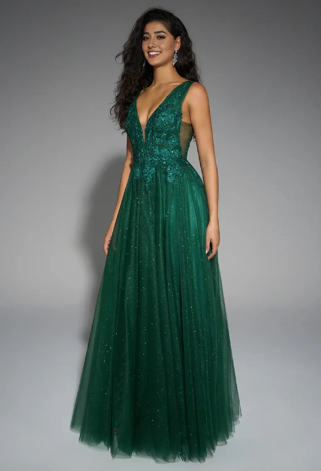 Beautiful Timeless Special Occasion Sophisticated Elegant Tulle A-Line V-Neck Sleeveless Prom Dress