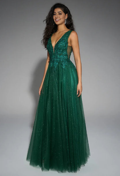 Beautiful Timeless Special Occasion Sophisticated Elegant Tulle A-Line V-Neck Sleeveless Prom Dress