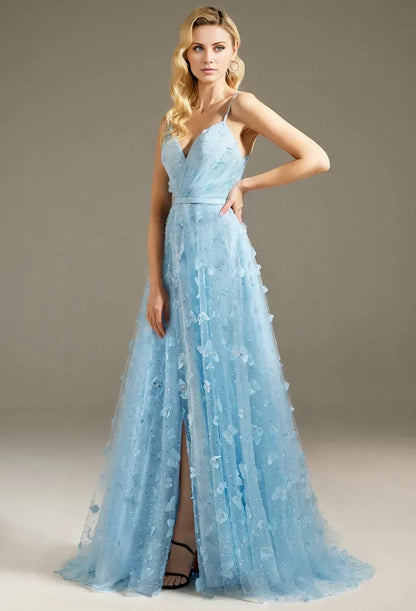 Graceful Stylish Refined Beautiful Elegant Red Tulle A-Line V-Neck Sleeveless Prom Dress