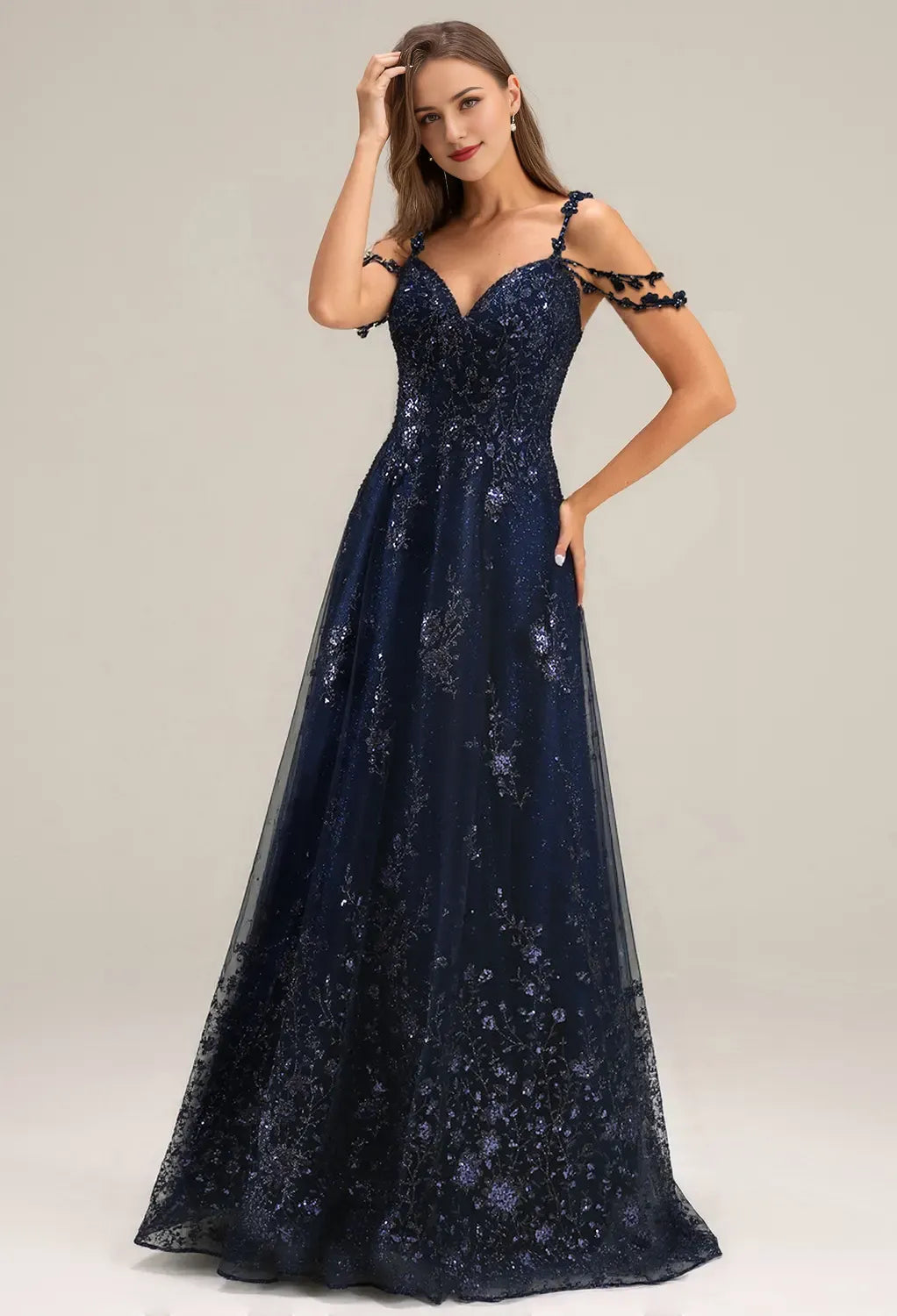 Timeless Special Occasion Sophisticated Graceful Elegant Tulle A-Line V-Neck Sleeveless Prom Dress