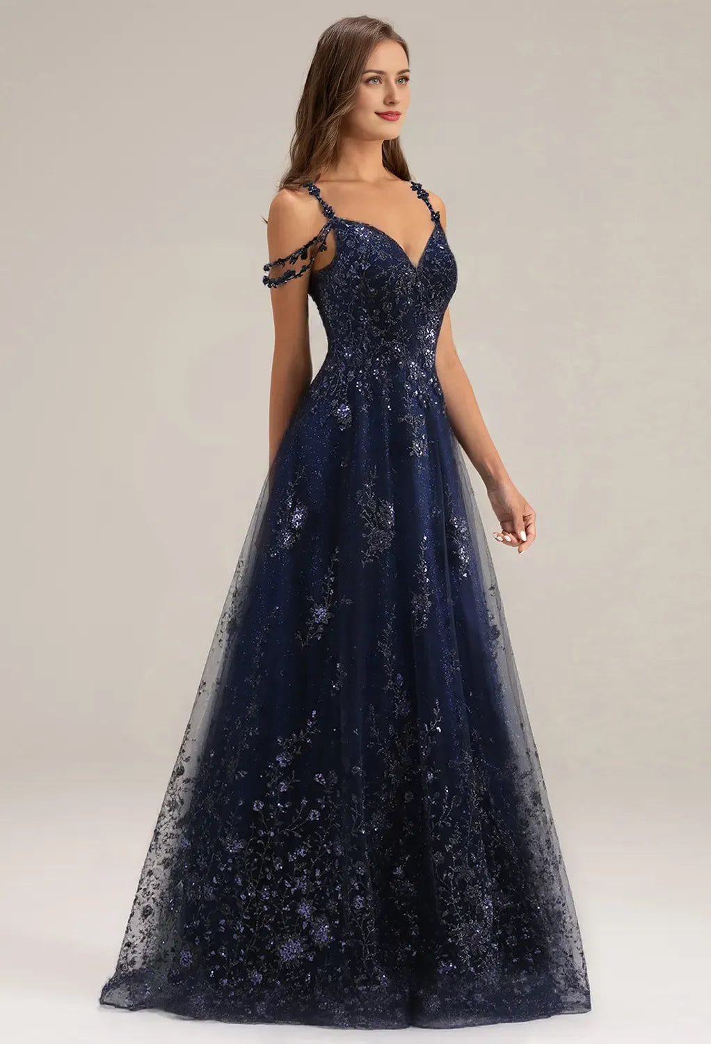 Timeless Special Occasion Sophisticated Graceful Elegant Tulle A-Line V-Neck Sleeveless Prom Dress