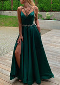 Green Emerald Prom Dress with Crisscross Straps Belt A Regal Choice for Glamorous Nights