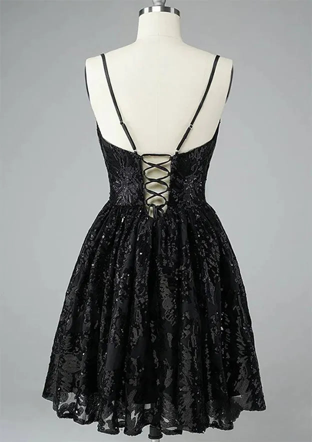 V Neck Sleeveless Short/Mini Homecoming Dress With Beading