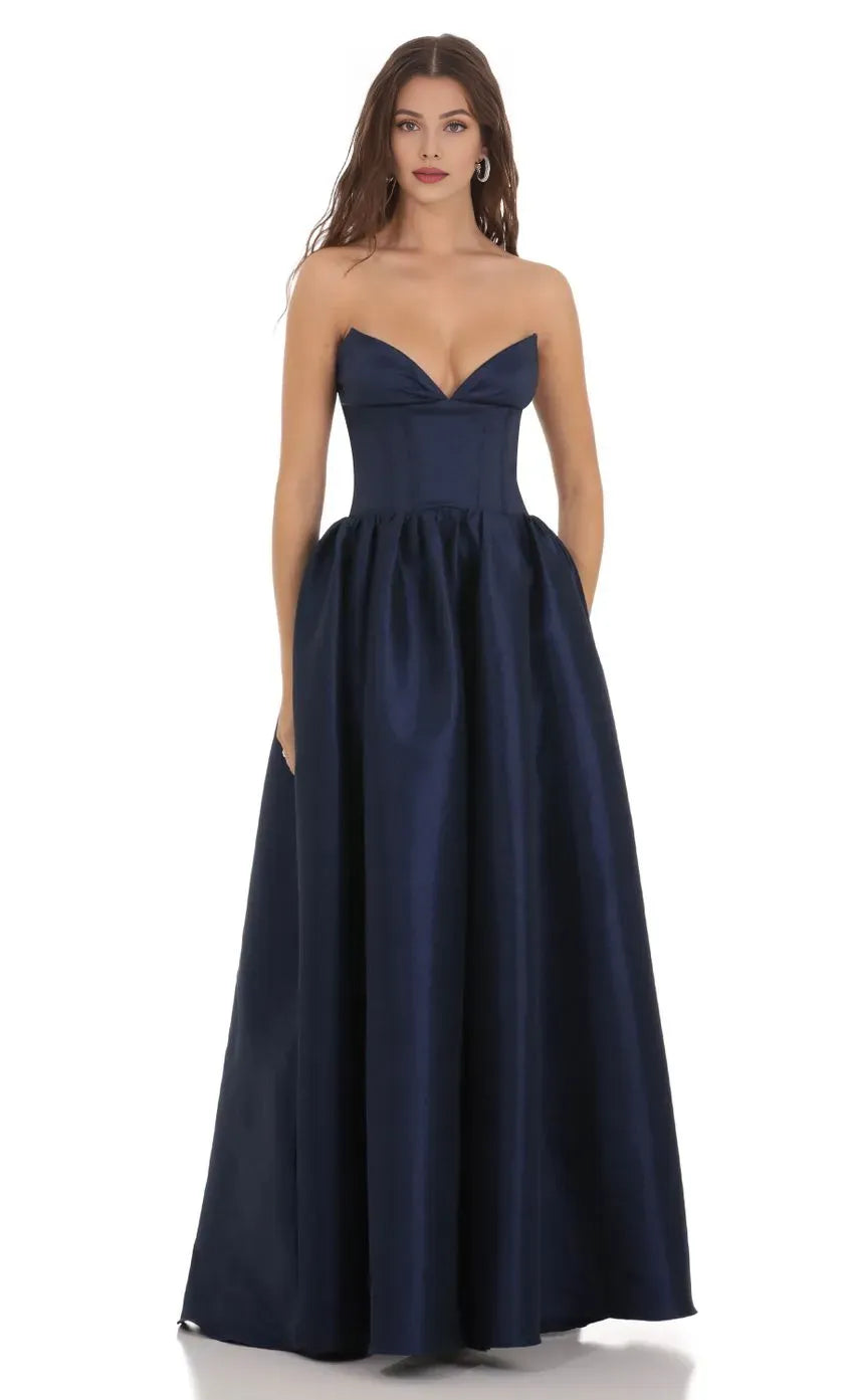 Timeless Special Occasion Sophisticated Graceful Elegant A-Line Strapless Sleeveless Floor-Length Prom Dress