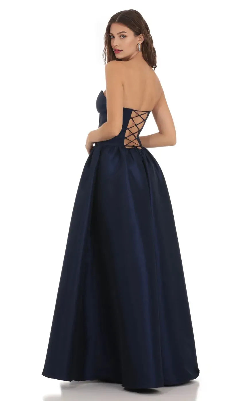 Timeless Special Occasion Sophisticated Graceful Elegant A-Line Strapless Sleeveless Floor-Length Prom Dress
