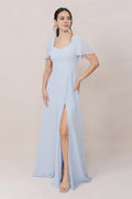 Refined Beautiful Timeless Chic Elegant Light Blue Chiffon A-Line Sweetheart Bridesmaid Dress