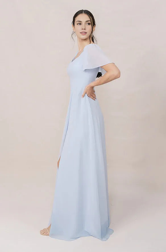 Refined Beautiful Timeless Chic Elegant Light Blue Chiffon A-Line Sweetheart Bridesmaid Dress