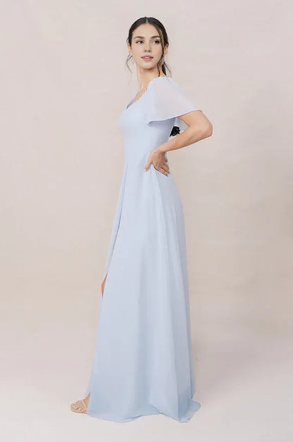 Refined Beautiful Timeless Chic Elegant Light Blue Chiffon A-Line Sweetheart Bridesmaid Dress