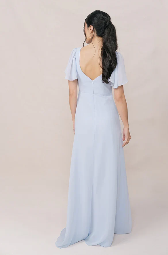 Refined Beautiful Timeless Chic Elegant Light Blue Chiffon A-Line Sweetheart Bridesmaid Dress