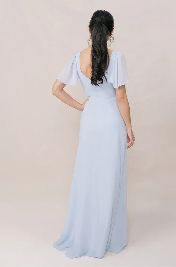 Refined Beautiful Timeless Chic Elegant Light Blue Chiffon A-Line Sweetheart Bridesmaid Dress