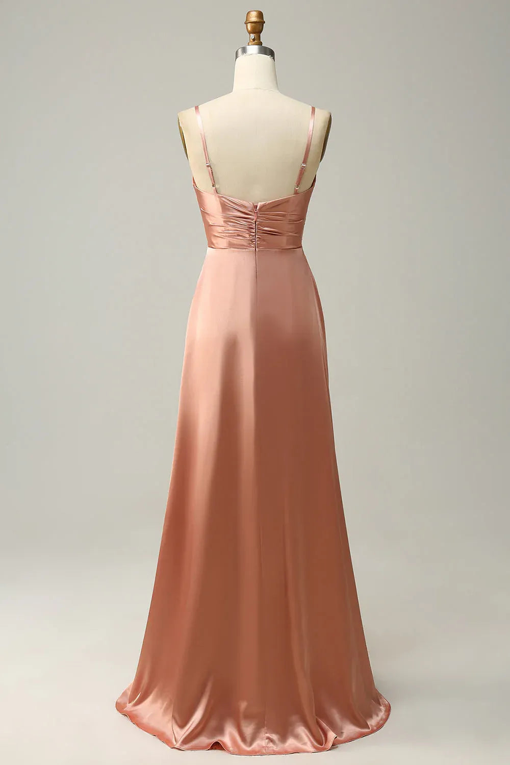 Timeless Special Occasion Sophisticated Elegant Dusty Rose Satin Sleeveless Floor-Length Prom Dress