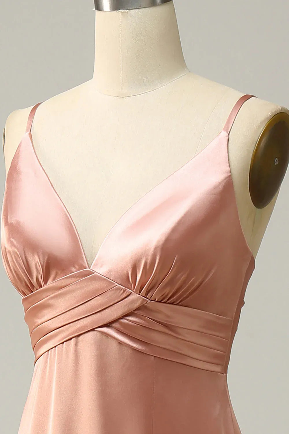 Timeless Special Occasion Sophisticated Elegant Dusty Rose Satin Sleeveless Floor-Length Prom Dress