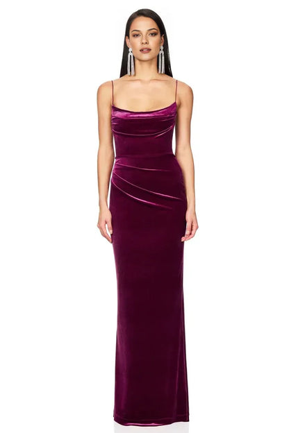 Graceful Stylish Refined Beautiful Timeless Chic Elegant Velvet Sleeveless Floor-Length Prom Dress