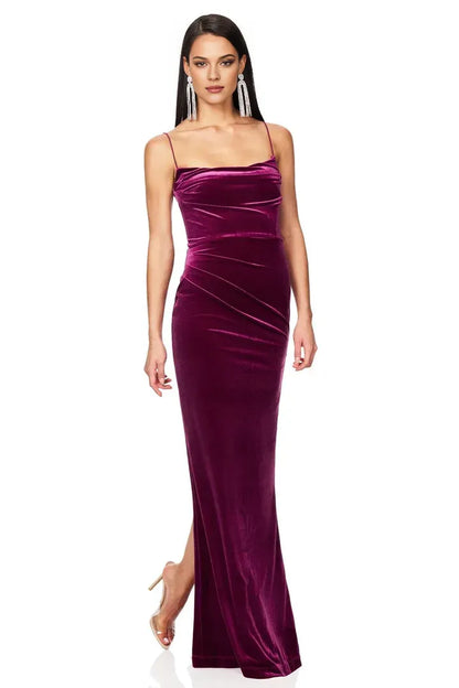 Graceful Stylish Refined Beautiful Timeless Chic Elegant Velvet Sleeveless Floor-Length Prom Dress
