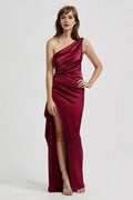Beautiful Timeless Special Occasion Sophisticated Elegant Burgundy Satin Sleeveless Floor-Length Prom Dress