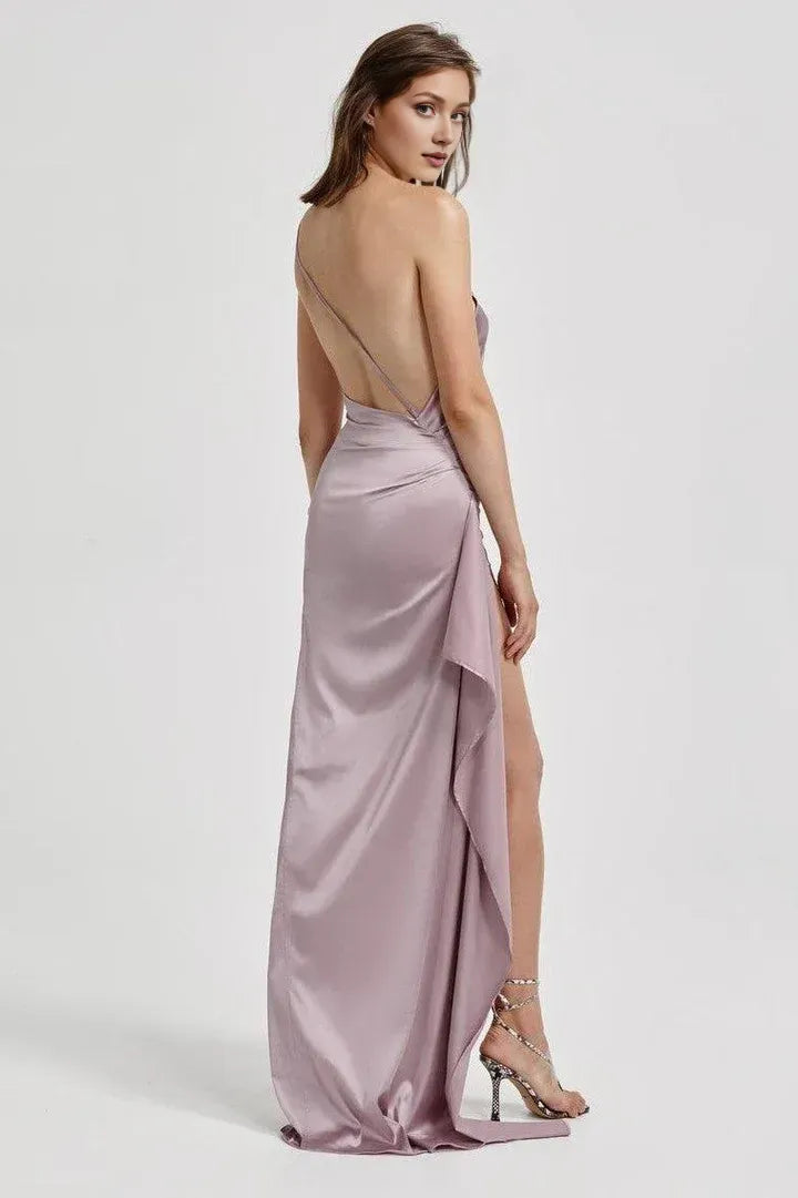 Beautiful Timeless Special Occasion Sophisticated Elegant Gold Satin Sleeveless Floor-Length Prom Dress