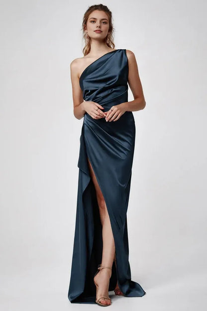 Beautiful Timeless Special Occasion Sophisticated Elegant Gold Satin Sleeveless Floor-Length Prom Dress