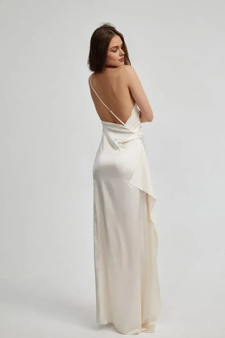 Beautiful Timeless Special Occasion Sophisticated Elegant Red Satin Sleeveless Floor-Length Prom Dress