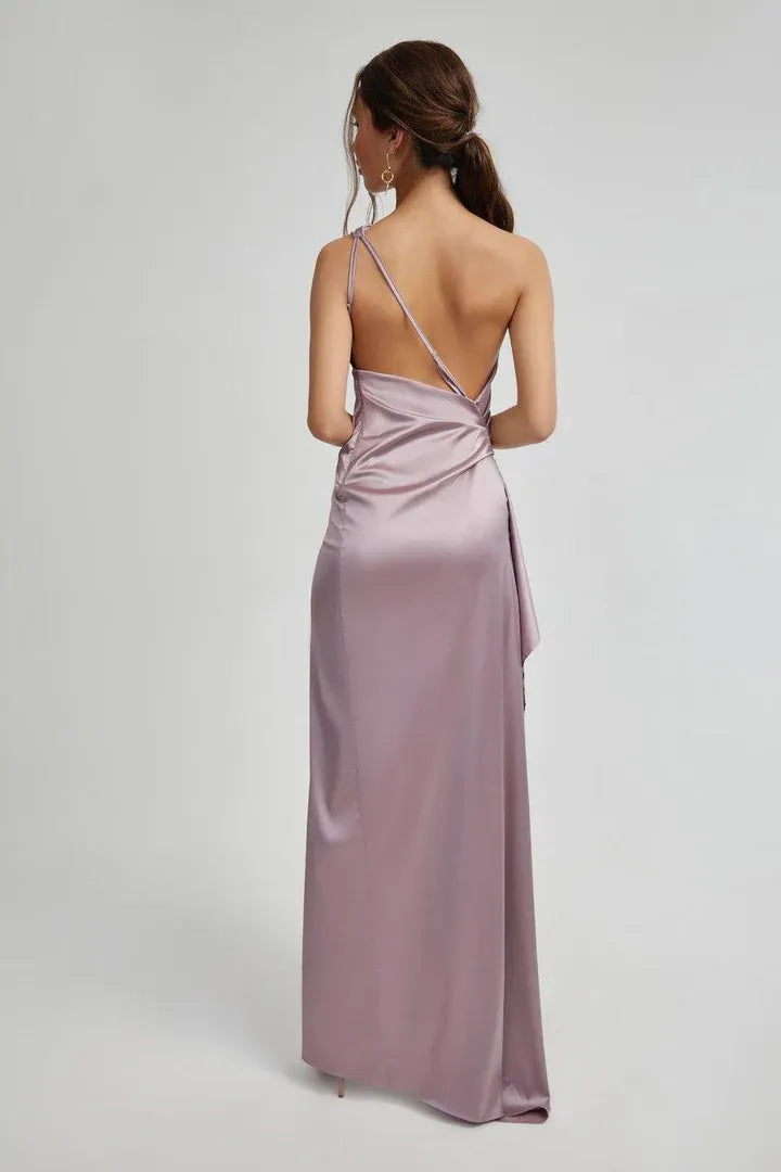 Beautiful Timeless Special Occasion Sophisticated Elegant Gold Satin Sleeveless Floor-Length Prom Dress