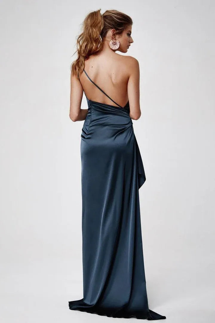 Beautiful Timeless Special Occasion Sophisticated Elegant Gold Satin Sleeveless Floor-Length Prom Dress