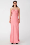 Graceful Stylish Refined Beautiful Elegant Pink Satin Strapless Sleeveless Floor-Length Prom Dress