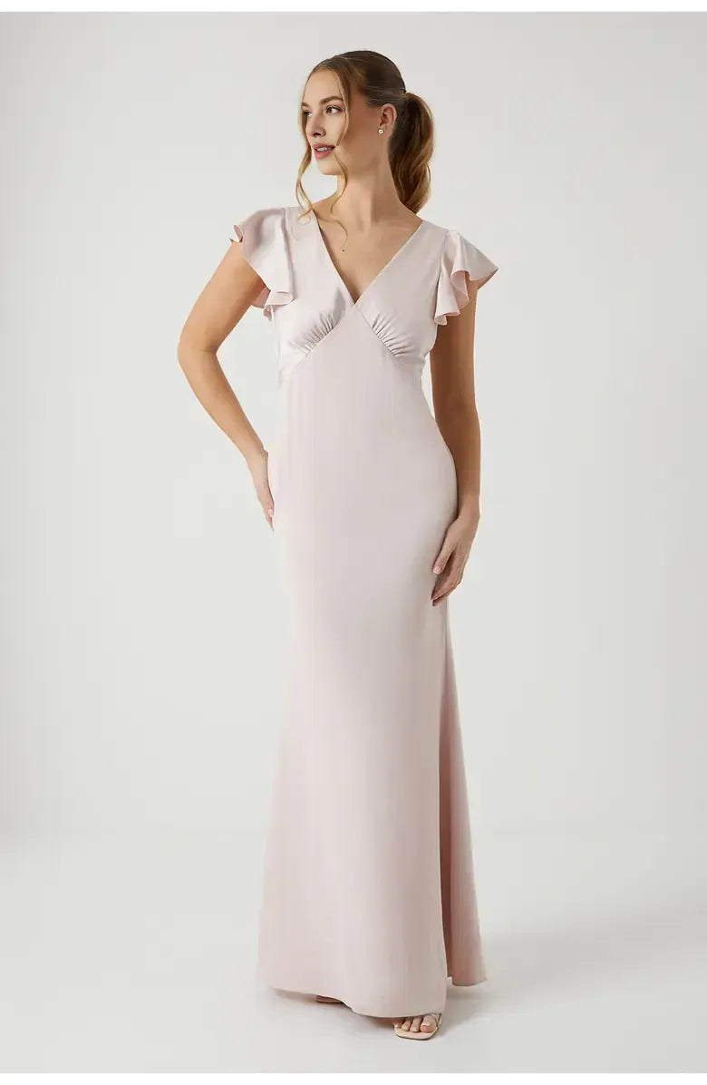Stylish Refined Beautiful Elegant Emerald Green Satin Short Sleeve Floor-Length Prom Dress