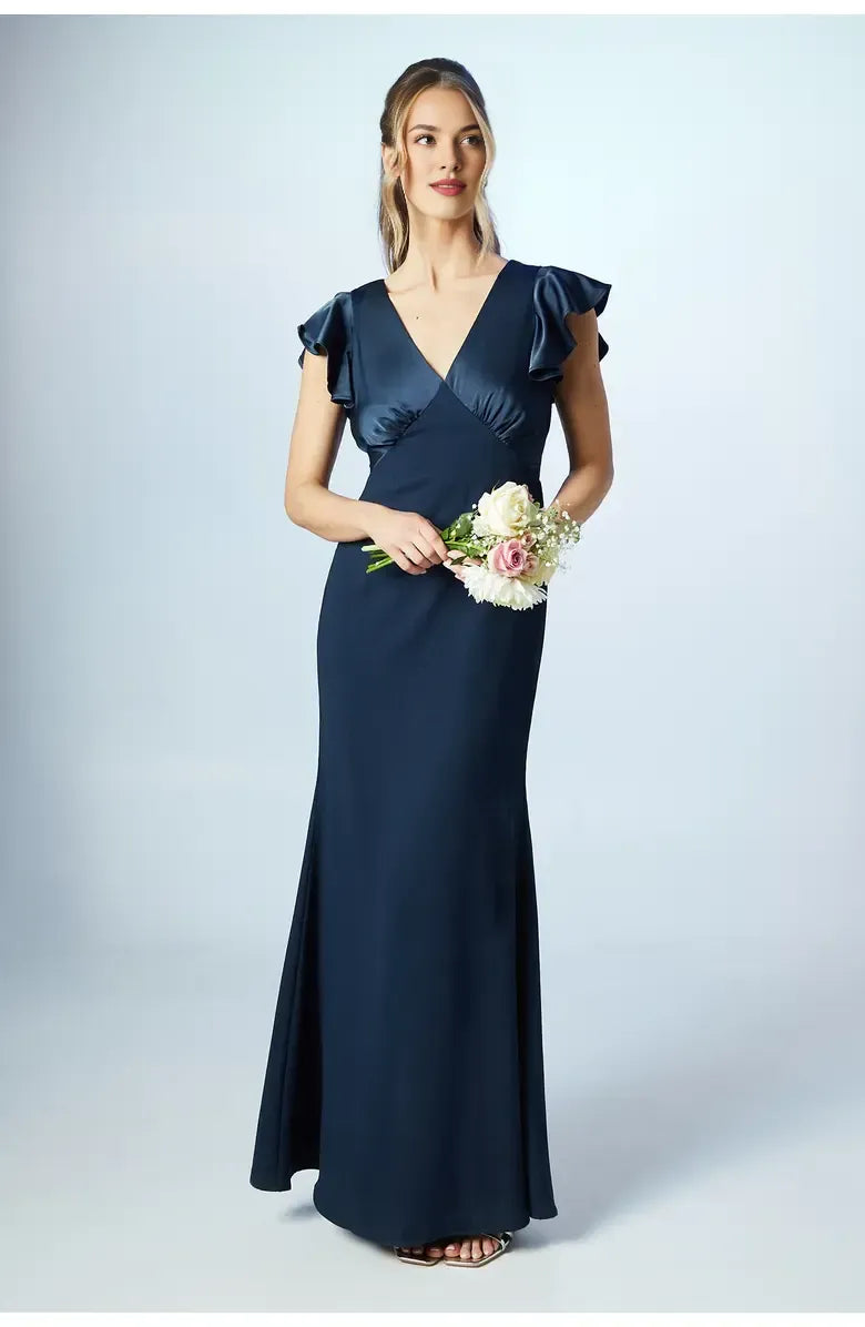 Stylish Refined Beautiful Elegant Emerald Green Satin Short Sleeve Floor-Length Prom Dress