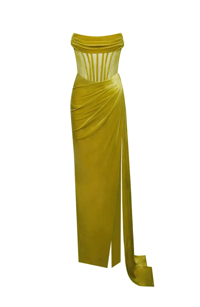 Special Occasion Sophisticated Graceful Elegant Red Velvet Mermaid Strapless Sleeveless Floor-Length Prom Dress
