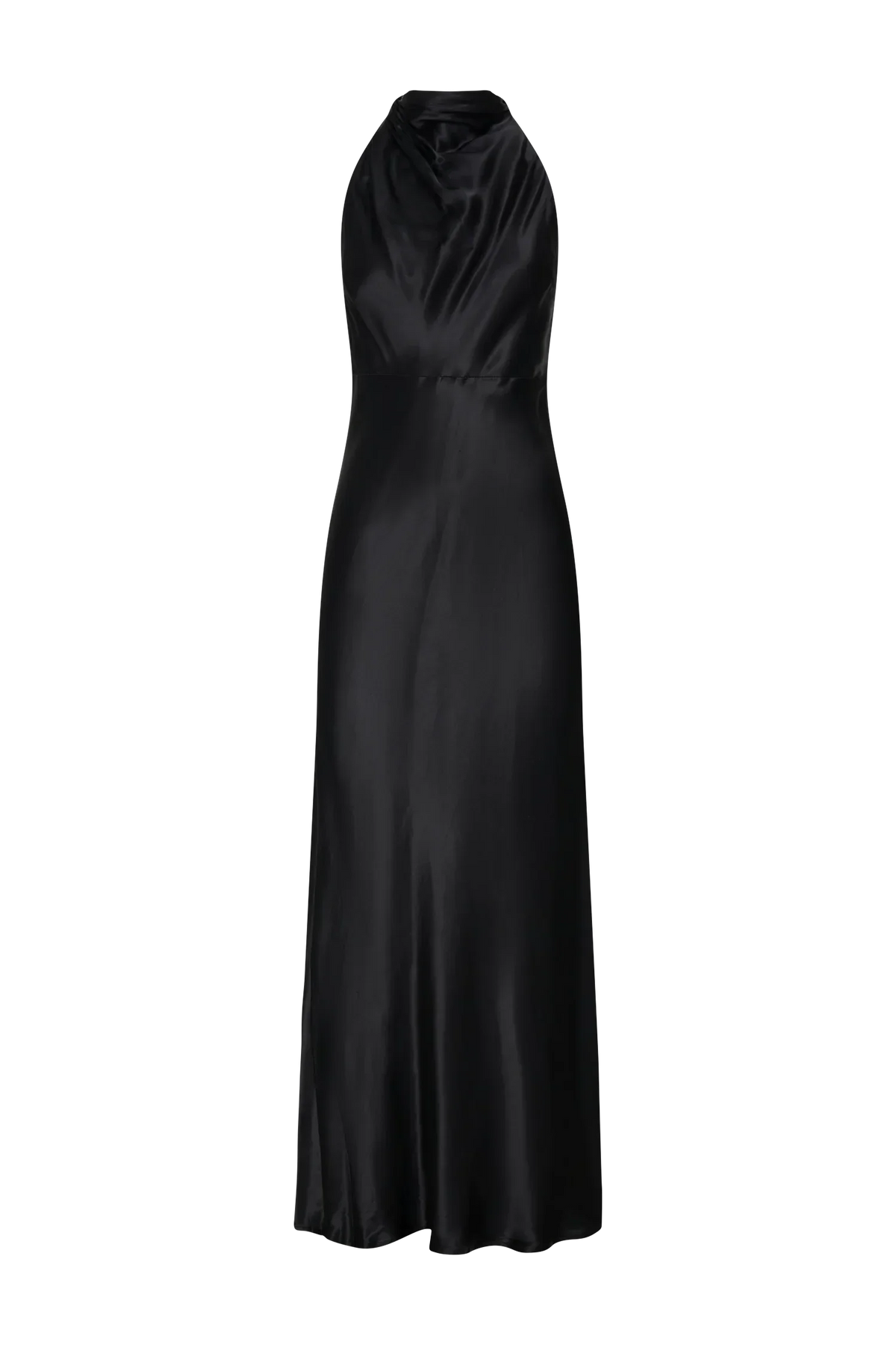 Stylish Refined Beautiful Timeless Chic Elegant Black Satin Sleeveless Long Prom Dress